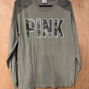 PINK Victoria's Secret Olive Long Sleeve Tee Camo